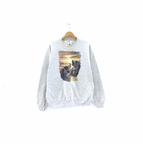 Vintage 90’s Sweatshirt Art Design Wolf 3D Printed