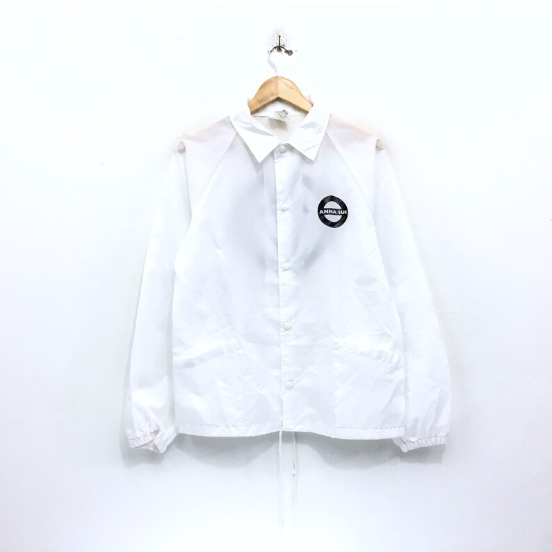 Anna Sui Light Jacket Windbreaker Biglogo Button Up White Transparent Designer Anna Sui
