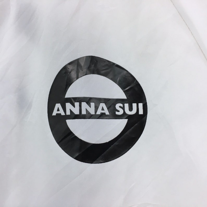 Anna Sui Light Jacket Windbreaker Biglogo Button Up White Transparent Designer Anna Sui