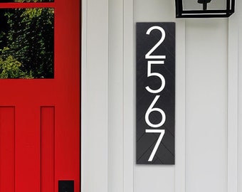 Personalized House Number Sign, Herringbone Address Plaque (20" x 5.5"), Vertical or Horizontal