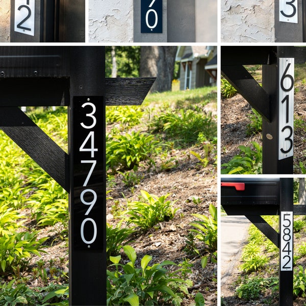 Custom Address Number Sign for Mailbox Post – Reflective or Black or White - 18" x 3.5" Vertical Sign - Fits on 4x4 Mailbox Post