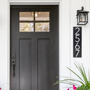 Personalized House Number Sign: Modern Herringbone Address Plaque, 20” x 5.5&quot;, Made in USA