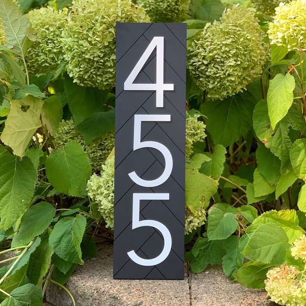 Custom Address Number Sign 20” x 5.5" - Black or White – Vertical or Horizontal – Made in USA