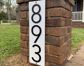 Reflective House Number Sign: Modern Address Sign (20" x 5.5"), Vertical or Horizontal