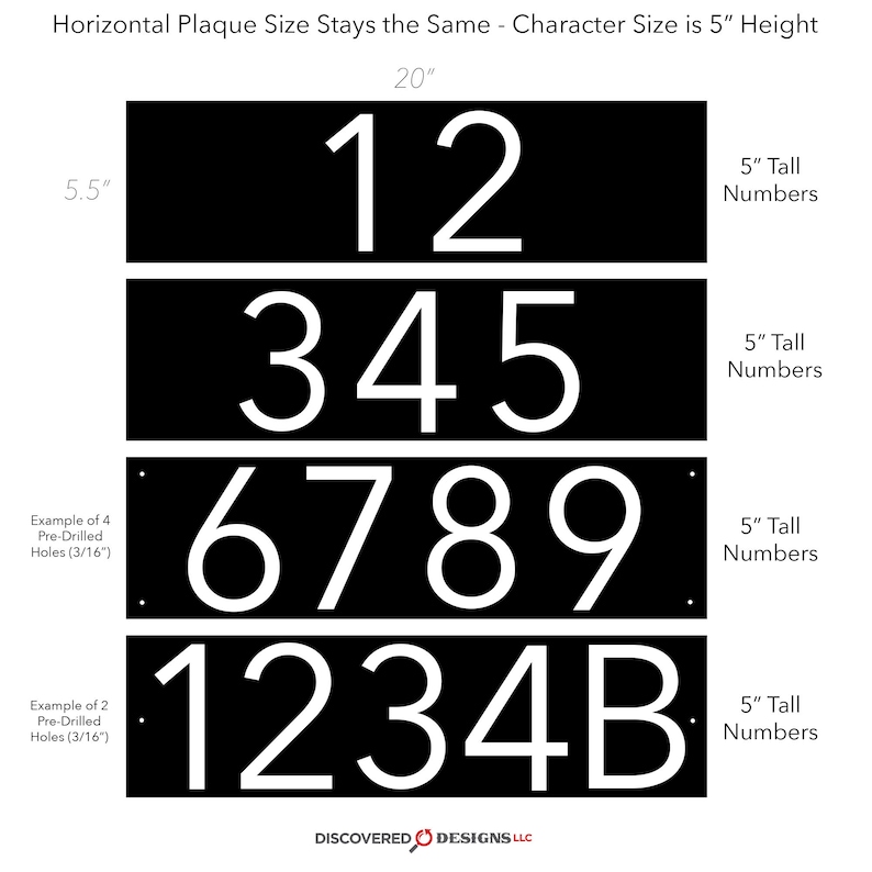 Custom Address Number Sign 20 x 5.5 Black or White Vertical or Horizontal Made in USA Bild 5
