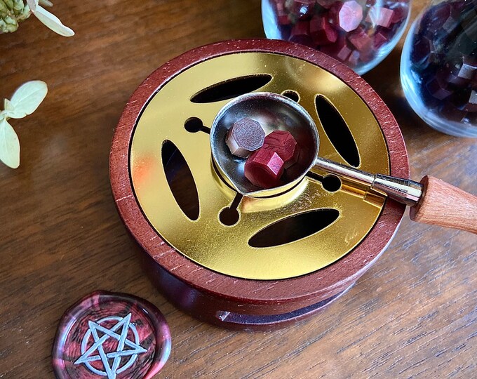 Wax Seal Furnace With Spoon Wooden Wax Melting Stove and Spoon Free US