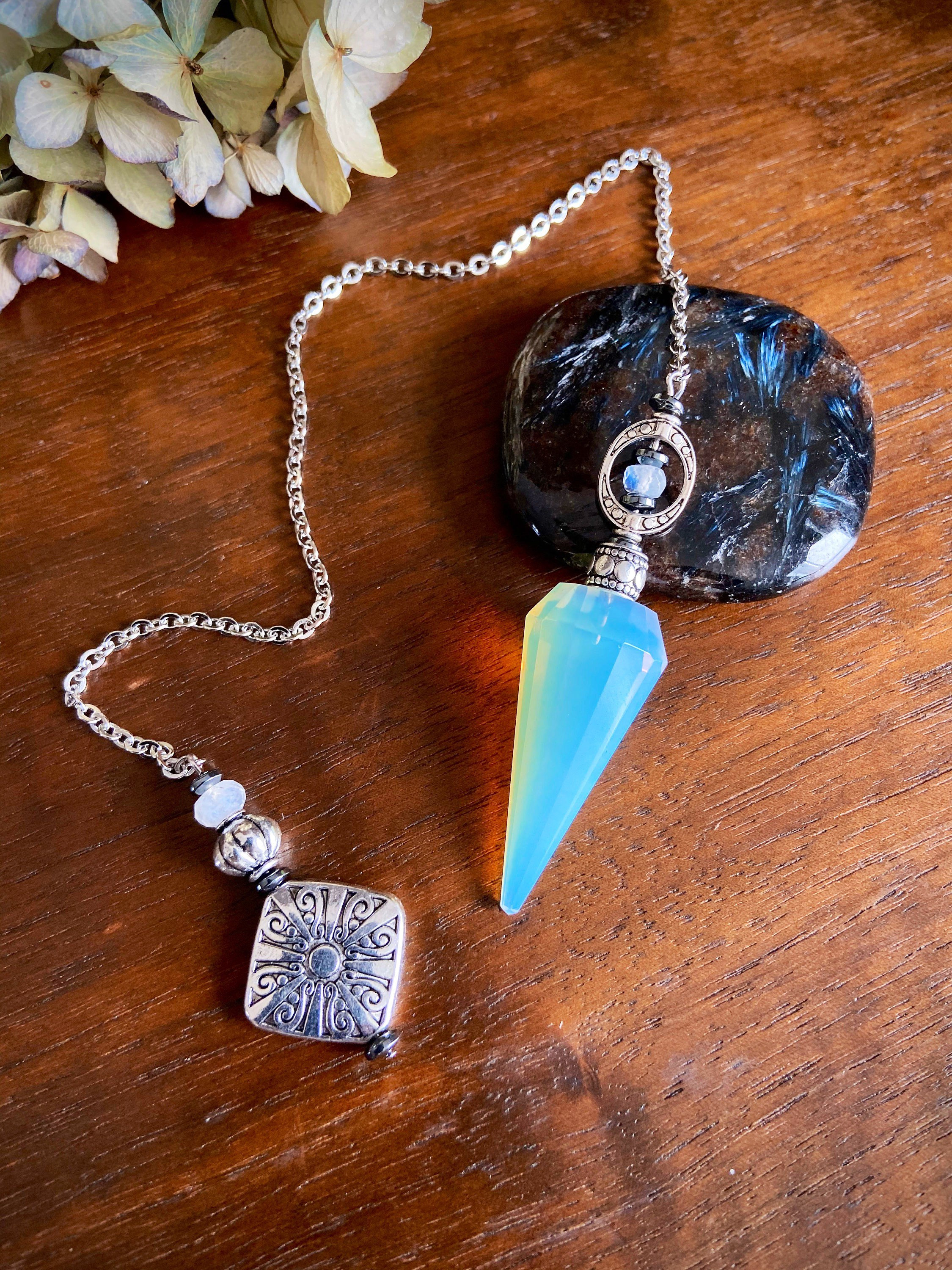 Opalite Pendulum and Rainbow Moonstone Beads - Free US Shipping!