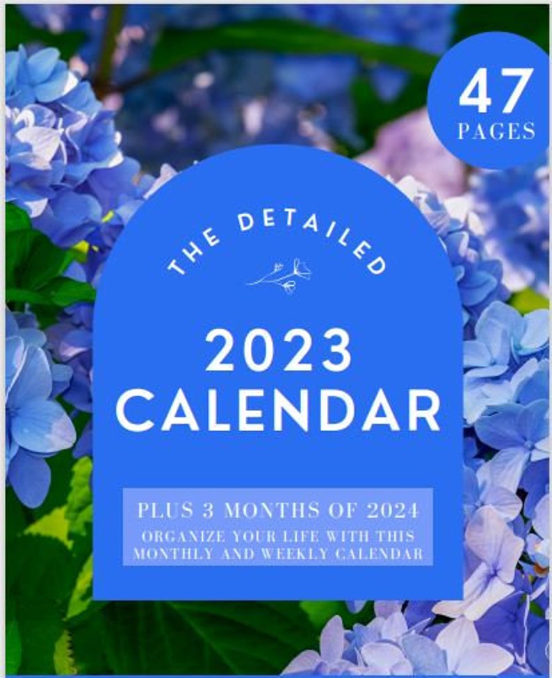 Detailed 2023 4 Months of 2024 Month and Weekly Printable Etsy