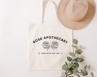 Reusable tote bag, eco friendly bag, canvas bag, sustainability, market tote, shopping bag, schitts creek, rose apothecary