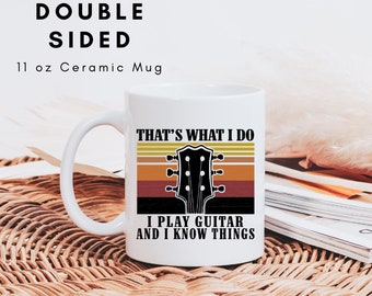 Guitar mug, guitar player, coffee mug, music lover, guitar lover, double sided mug