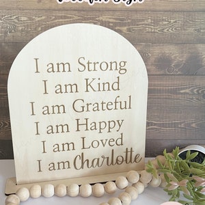 Signe d'affirmations, affirmations pour enfants, positivité, affirmations, je suis fort, signe d'affirmations personnalisé, décoration de chambre d'enfant, je suis gentil