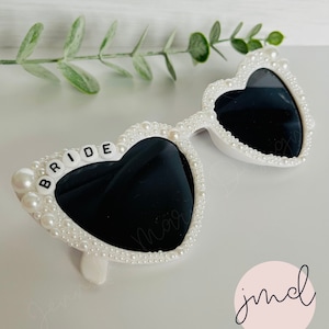 Bride Sunglasses, Bachelorette Sunglasses, Bridesmaid Gifts, Bridesmaid Sunglasses, Pearl Sunglasses, Heart Sunglasses, Vintage Sunglasses