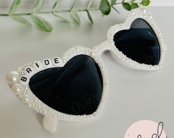 Bride Sunglasses, Bachelorette Sunglasses, Bridesmaid Gifts, Bridesmaid Sunglasses, Pearl Sunglasses, Heart Sunglasses, Vintage Sunglasses