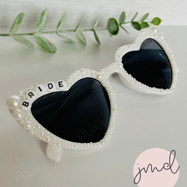 Bride Sunglasses, Bachelorette Sunglasses, Bridesmaid Gifts, Bridesmaid Sunglasses, Pearl Sunglasses, Heart Sunglasses, Vintage Sunglasses