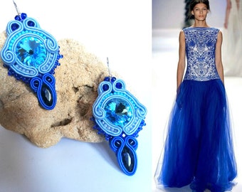 Swarovski blue Soutache earrings