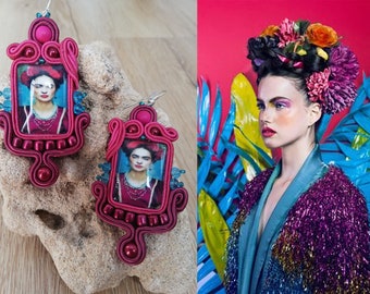 Earrings Frida Kahlo motif