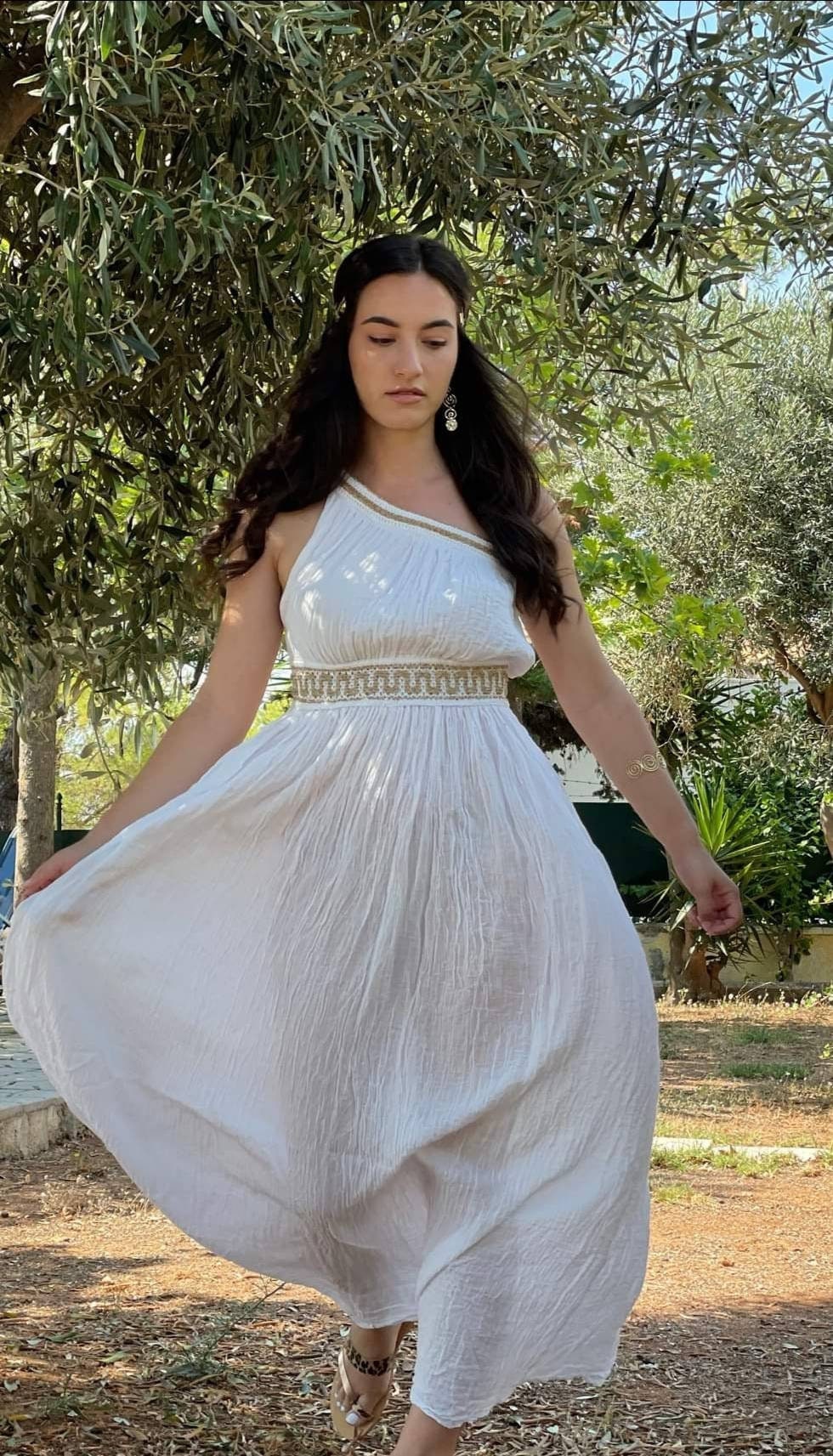 open lace back dress RC6225 Grecian One Shoulder Wedding Dress  Saja Wedding