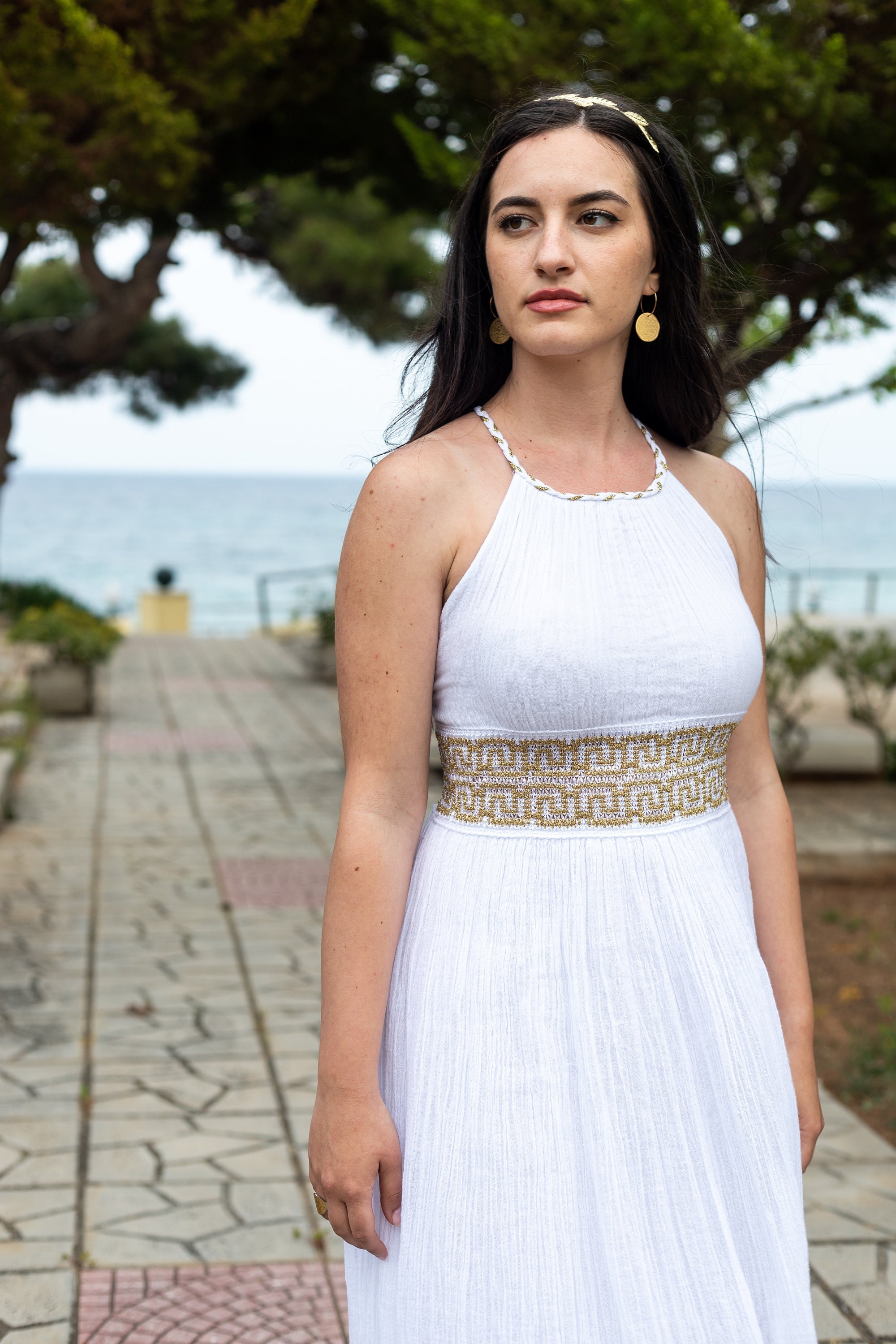 strapless open back dress ASOS DESIGN Halter Neck Grecian Pleated Skirt Maxi Dress In Pastel Blue main image 1