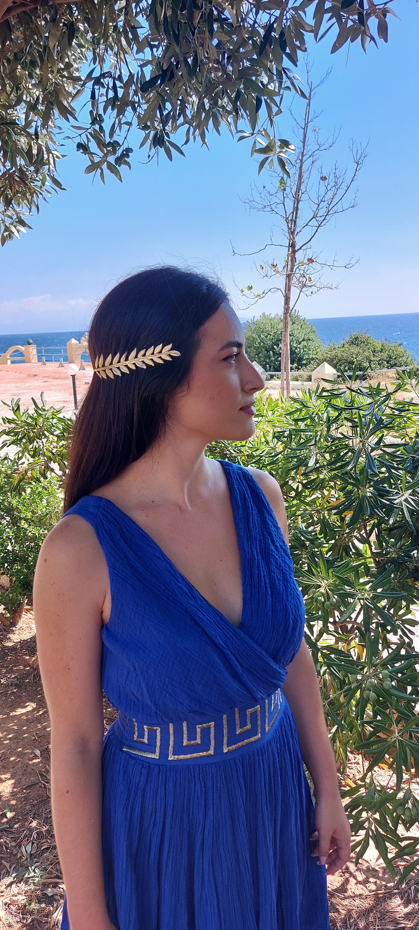 Robe Grecque Bleu Laguna Yigal Azrouël - Taille M (3) - Neuve Avec étiquette - Style Drapé élégant