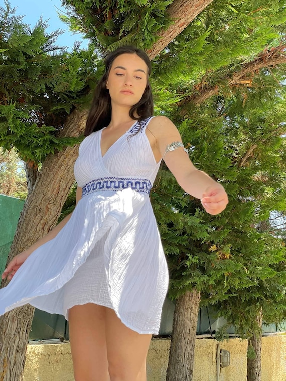 greek dress blue and white Santorini - Maxi Dress main image 0