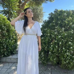 Alkestis Greek Ancient Dress: Doubleface 100% Cotton Maxi Dress