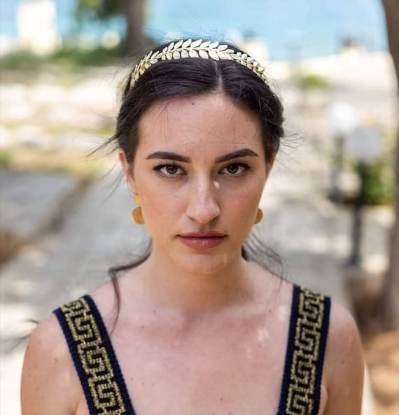 Greek Hairband, Tiara Goddess Olive Leaf Crown - Etsy display picture 2