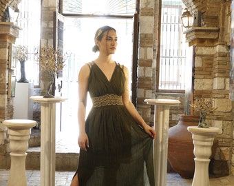 Hera Greek Dress: 100% Cotton Ankle Length Goddess Dress
