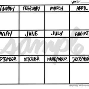 Year Calendar Printable PDF Digital Download - Etsy