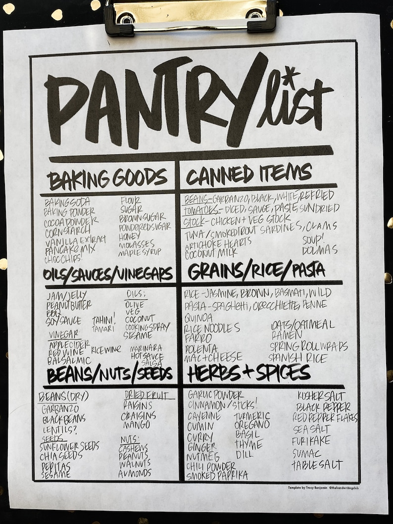 Pantry List Printable PDF Digital Download Etsy