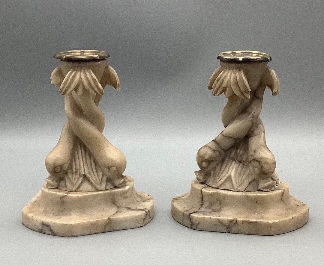 Grand Tour Alabaster Candlesticks Etsy