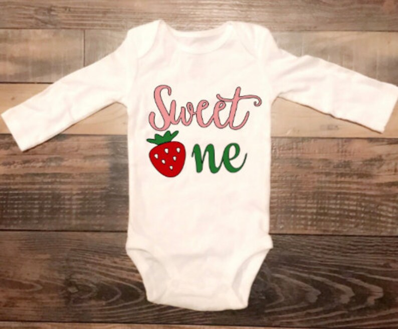 Strawberry Sweet One Onesie First Birthday Onesie Sweet One Baby Onesie