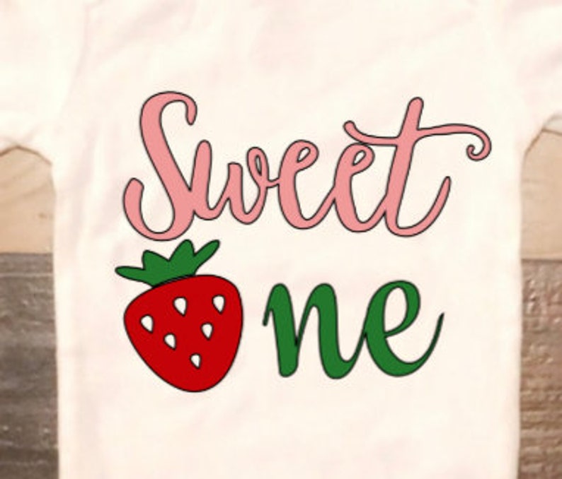 Strawberry Sweet One Onesie First Birthday Onesie Sweet One Baby Onesie