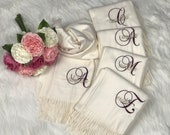 Bridesmaid Scarf, personalized shawls, set of 2,3,4,5,6,7,8,9,10 , silky cashmere scarf, bridal party shawls, wedding scarf, large scarfs