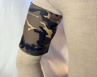 CAMOUFLAGE Brown SPANDEX SENSOR Cover Arm Band - Dexcom, OmniPod, Libre