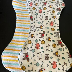 Burp Cloth - Farm Animals  and striped terry