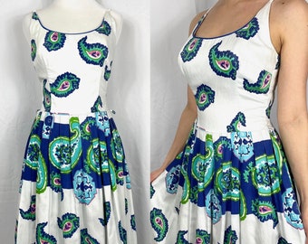 Vintage 1960's Cole of California Blue Paisley Sundress