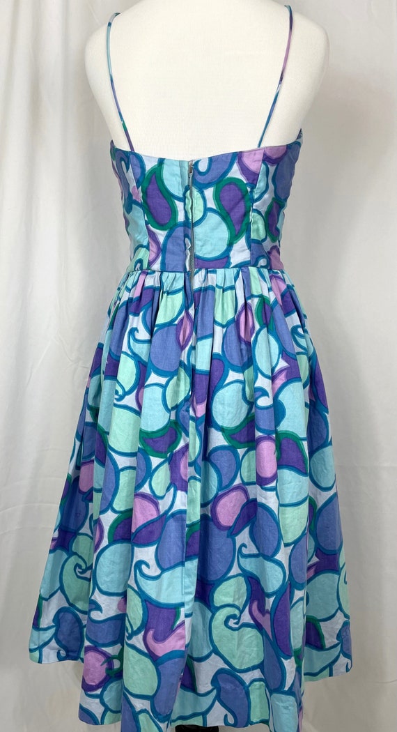 Vintage 1950's Purple and Blue Bubble Print Dress… - image 5