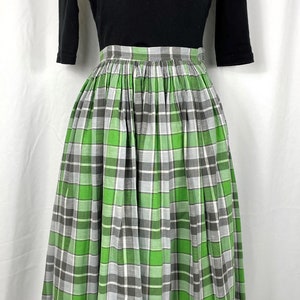 Vintage 1950's Green Plaid Skirt image 2