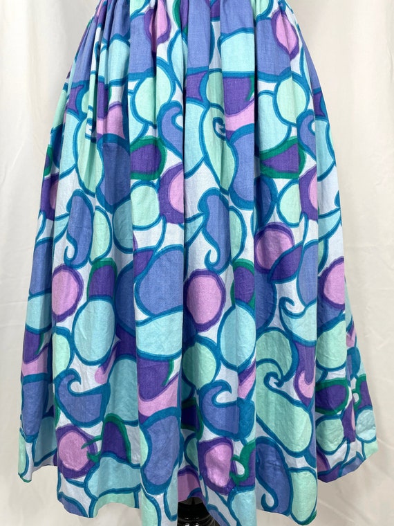 Vintage 1950's Purple and Blue Bubble Print Dress… - image 4