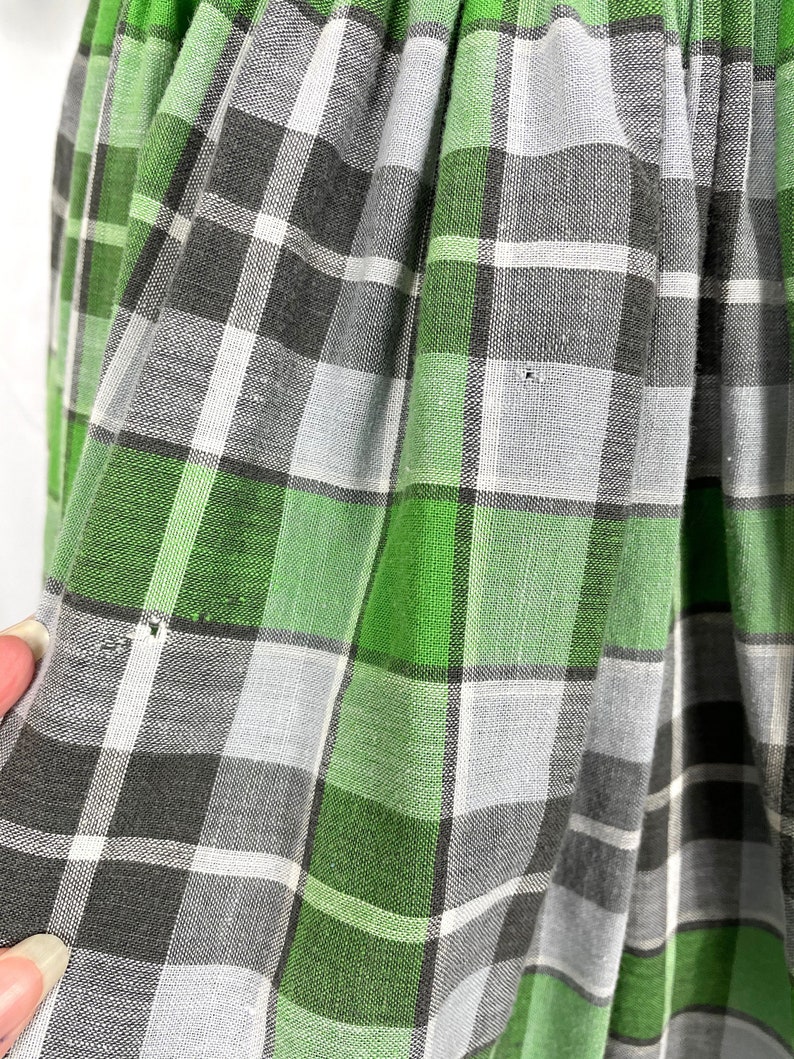 Vintage 1950's Green Plaid Skirt image 5