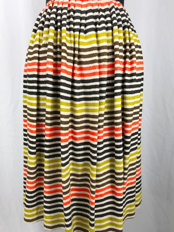 Vintage 1950's Fall Striped Linen Dress - image 6
