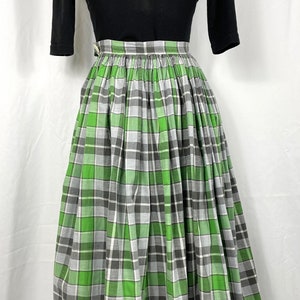 Vintage 1950's Green Plaid Skirt image 6