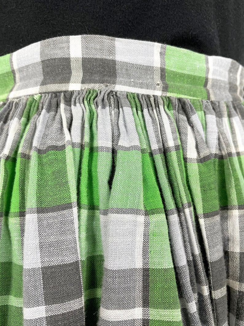 Vintage 1950's Green Plaid Skirt image 4