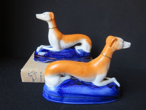 On Sale Vintage Ceramic Whippet Dog Bookends Greyhound Etsy