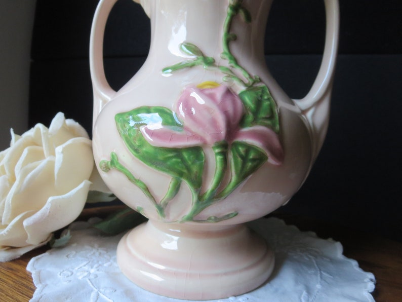 ON SALE! Vintage Hull H-9-8 1/2, Large Hull Magnolia Vase Glossy, Pink Flowers, 1947-1948, USA Art Pottery bild 2