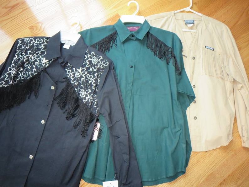 Women/'s Western Cowgirl Cotton Shirts Size Large and 1314 Gordon /& James Three Roughrider by Circle T Lilia Smith Fringe Shirts 3