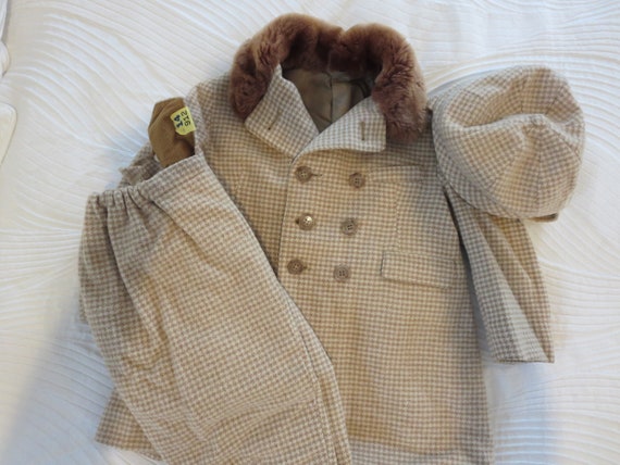 On Sale Vintage 1940s Boys Wool Houndstooth Check Tan Beige - Etsy