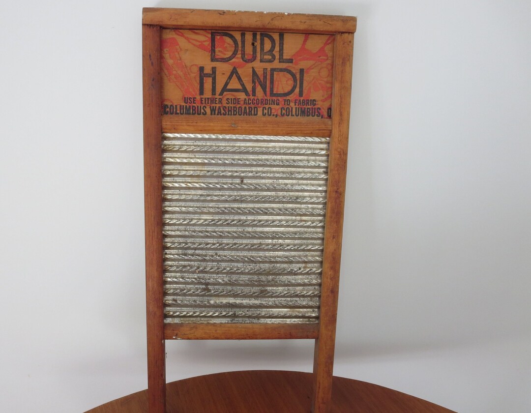 Vintage Dubl Handi Mini Washboard With Galvanized Metal Surface, 18 X 8