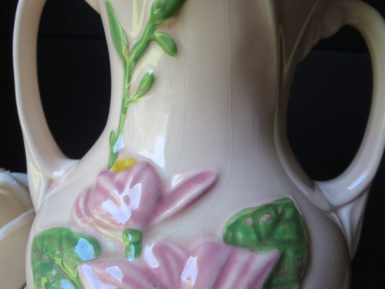 ON SALE! Vintage Hull H-9-8 1/2, Large Hull Magnolia Vase Glossy, Pink Flowers, 1947-1948, USA Art Pottery bild 5