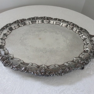 Antique Silverplate Ornate Serving Platter, Handled Serving Tray, Tea Serving Tray